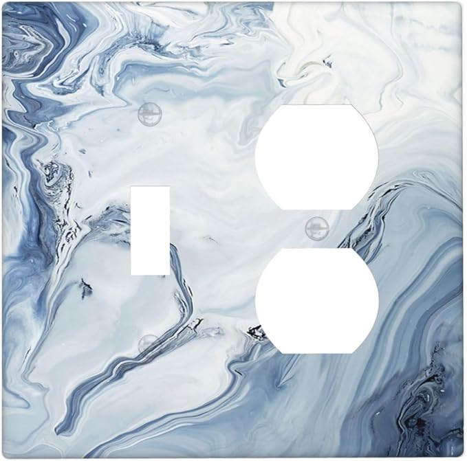 Wallplates Blue Marble Pattern 1 Toggle 1 Duplex Switch Plate Electrical GFCI Faceplate Decorative Light Switch Covers for Bedroom living Room Decor