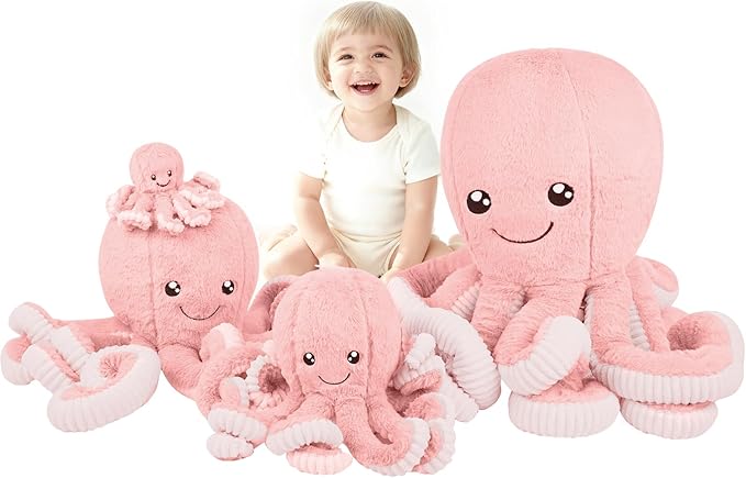 DENTRUN Octopus Stuffed Animals, Giant Octopus Plush Doll Play Toys for Kids Girls Boys Adults Birthday Xmas Halloween Present Stuffed Sea Animals Plushie, 7/16/24/32 Inches, 5 Colors