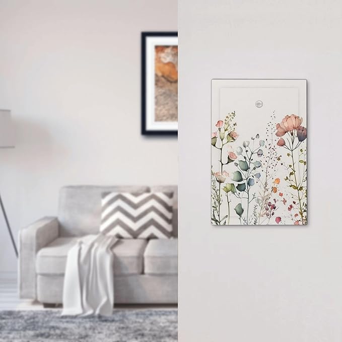 Country Beige/Blue/Aqua/Pink Flower Watercolor Floral Blossom 1-Gang Blank Wallplate Colorful Blossom Pretty Wildflower Electric Unused Device Receptacle Outlet Covers Decorative Light Switch Cover