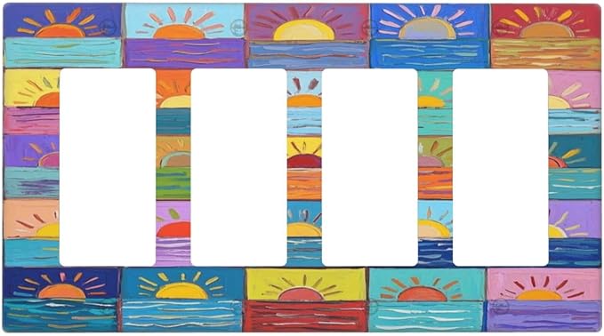Sunrise Quad Rocker Wall Plate Decorative 4 Gang Light Switch Covers Electrical Switchplate Home Decorate Faceplat for Bathroom Bedroom Kitchen Room 4.5 x 8 Inch