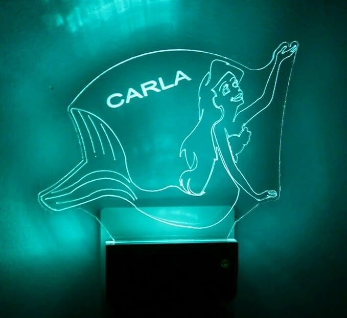 MIRROR MANIA Night Light Multi Color Personalized LED Plug-in, Ultra-Slim Touch Night Light Smart Dusk to Dawn Sensor, Kids Children's Bedroom Kitchen Bathroom Hallway Play Room Variations (Mermaid)