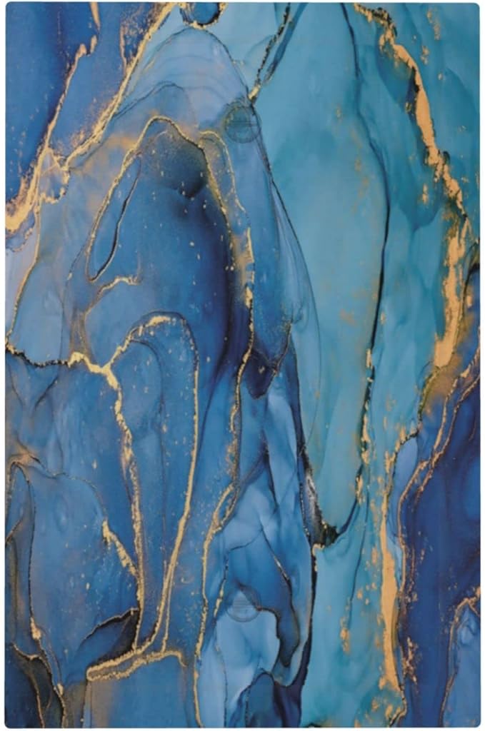Blue Marble Single Blank Wall Plates Decorative No Device Faceplate Modern Ombre Watercolor Ink Art Light Switch Cover for Bathroom Bedroom Home Decorate