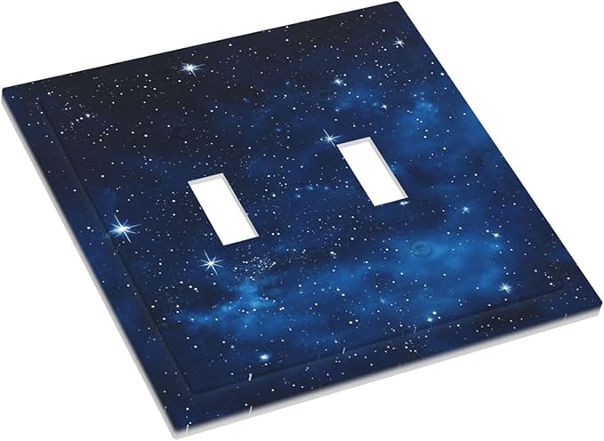 Light Switch Cover Plate Galaxy Starry Sky Universe Sparkle Stars 2 Gang Double Switch Plate Covers Toggle Wallplate Decorative Outlet Covers Electrical Switchplate for Bathroom Bedroom Decor