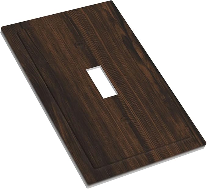 Light Switch Cover Plate Dark Brown Wood Grain Rustic Country Wooden 1 Gang Wall Plate Cover Single Toggle Outlet Covers Decorative Switch Plate Covers Electrical Faceplate for Farmhouse Home