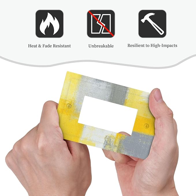 Outlet Covers Retro Modern Gray Yellow Ombre Abstract Art 1 Gang Duplex Light Switch Cover Plate Decorative Wall Plates Electrical Switchplate Receptacle for Bathroom Bedroom Decor（2 Pack）