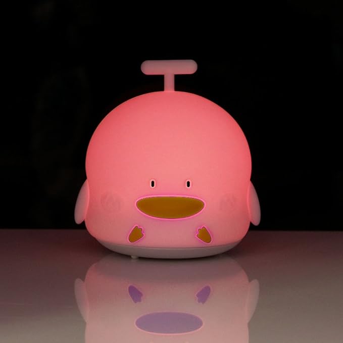 Portable Silicone LED Cartoon Night Light for Kids USB Rechargeable, Warm/White Light, 7-Color Changeable Light, Cute Children Night Lamp for Baby, Bedroom and Nursery (Duck)