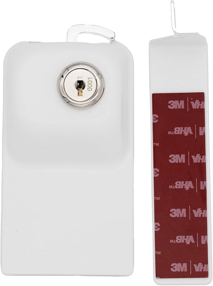 Child Proof Fridge Lock with Key | 100% Metal Refrigerator Lock for Toddlers & Kids | 400 lbf 3M Adhesive No-Drill | Baby Safety Freezer Cabinet Lock (1 Pack, White)