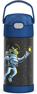 THERMOS FUNTAINER Water Bottle with Straw - 12 Ounce - Kids Stainless Steel Vacuum Insulated Water Bottle with Lid, Space Frog