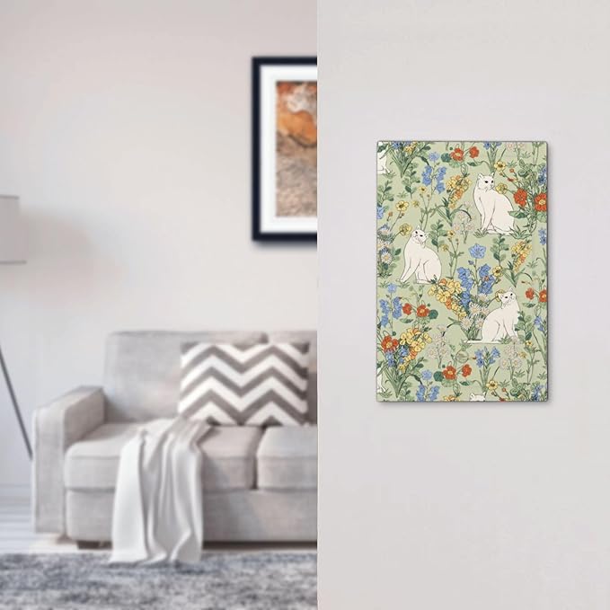 Light Switch Cover Plate Vintage Floral Cute Cat Colorful Flowers 1 Gang No Device Blank Electrical Wall Plates Faceplate Decorative Switch Plate For Bed Room Living Room Decor