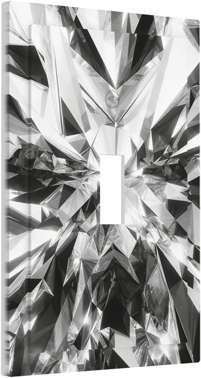 Sparkling Diamond Cut 1-Gang Toggle Light Switch Plate, Crystal Glam Decorative Wall Plate for Bedroom & Living Room Decor Bathroom Decor