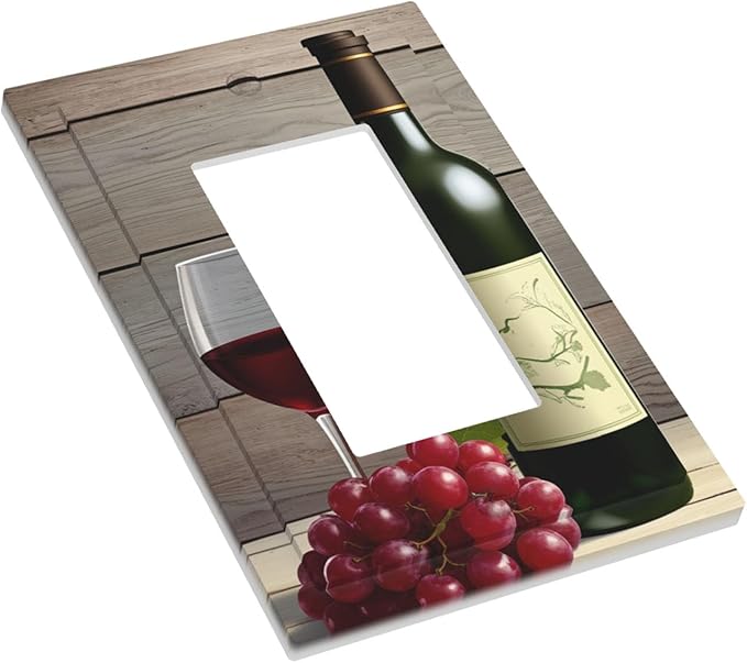 Rustic Wine & Grape Vineyard Scene Single Rocker Switch Cover - 1-Gang Standard US Size Wine Lover's Home Light Switch Covers for Kitchen Decor