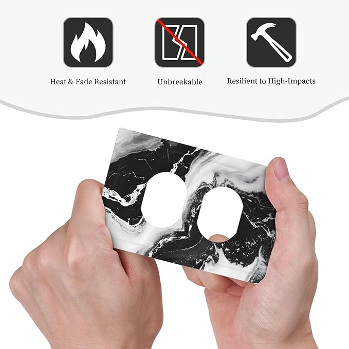 Ink Painting Marble Black White Abstract Luxurious Print Outlet Covers 1 Gang Duplex Light Switch Cover Decorative Switch Plates Electrical Receptacle Faceplate Wall Plate for Kitchen Office Decor