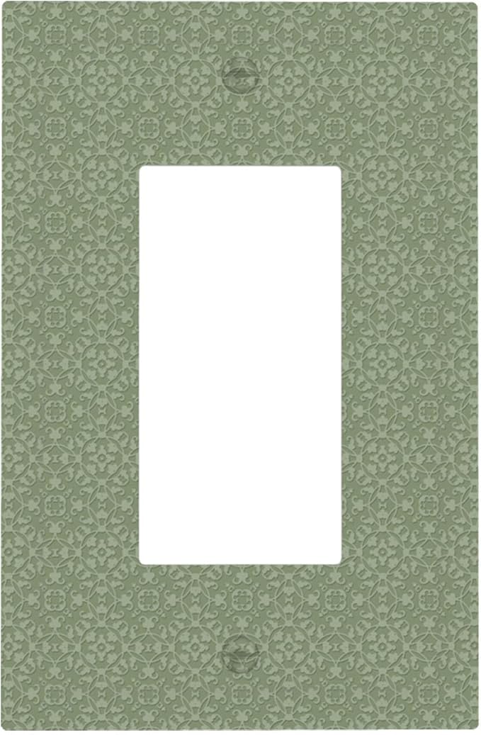 Sage Green Textured Single Rocker Switch Cover - 1-Gang Standard US Size Minimalist Botanical Weave Light Switch Covers, Modern Farmhouse Linen Texture for Neutral Decor