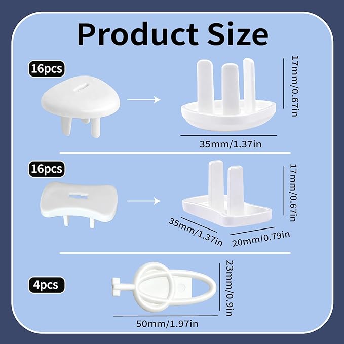 Baby Safety Plug Covers - 32 Pcs Child Electrical Plugs Proofing Socket Protector Cover with 4 Keys for Us Home Wall Power Outlets 3-Prong/2-Prong