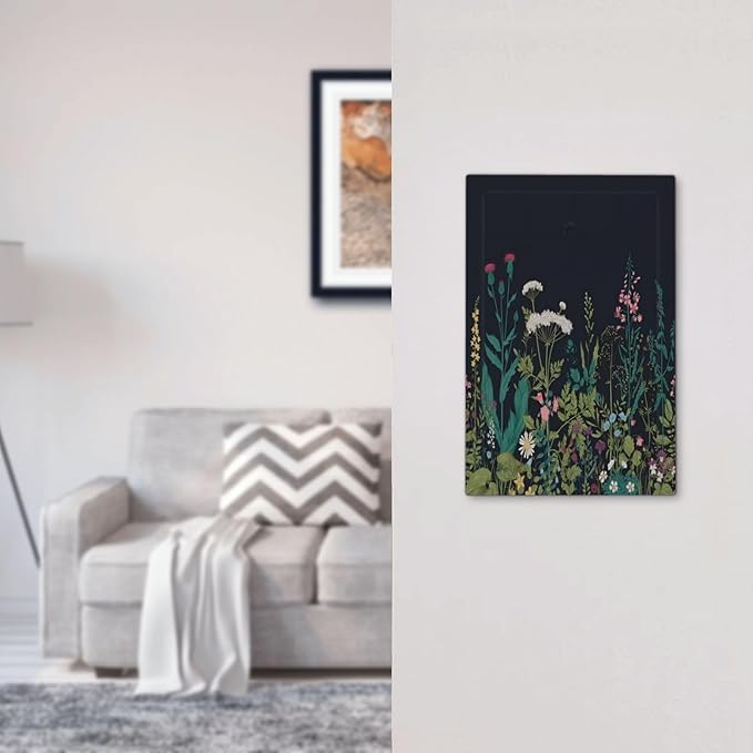 Boho Garden Flowers Weeds Floral Wildflowers Light Switch Cover Plate 1 Gang No Device Blank Electrical Wall Plates Faceplate Decorative Switch Plate Covers for Bedroom Living Room Decor