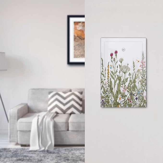 Rustic Wild Floral Vintage Teal Botanical Single Blank Wall Plates Decorative No Device Faceplate Light Switch Cover for Bathroom Bedroom Home Decorate