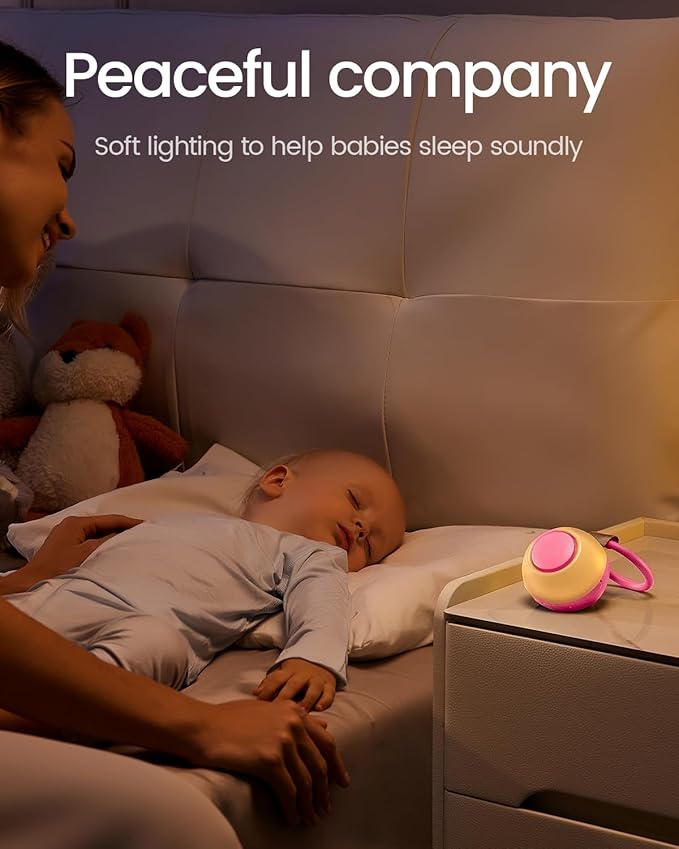 CHICWAY 2026 Mom's Choice Awards, Portable Sound Machine for Baby Adult, AI Cry Detection, 18 Soothing Sound, Bluetooth Rechargeable White Noise Machine for Home Travel, Nursery Light, Barbie Pink