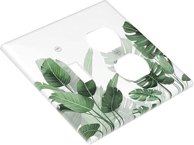 Wallplates Boho Tropical Plant Natural Palm Leaf 1 Toggle 1 Duplex Switch Plate Electrical Gfci Faceplate Decorative Light Switch Covers For Bed Room Living Room Decor