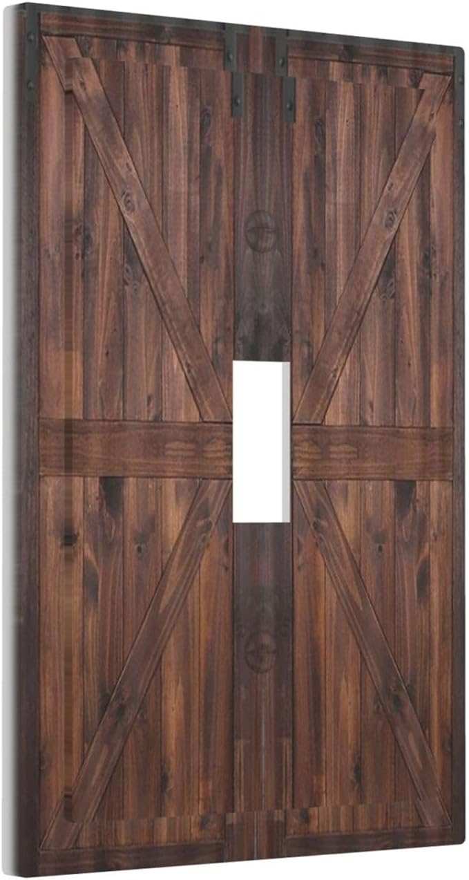 Rustic Barn Doors Vintage Brown Wood Plank Print Decorative Light Switch Cover 1 Gang Single Toggle Device Electrical Faceplate Switchplates Decorator Outlet Wall Plate for Farmhouse Home Decor