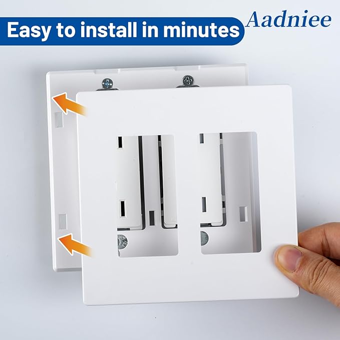2-Gang Screwless Decorator Wall Plates, Decorative Outlet Covers, Standard Size 4.68" x 4.74" Switch Plate for Decor Dimmer, GFCI, USB Receptacle (5 Pack, Gloss White)