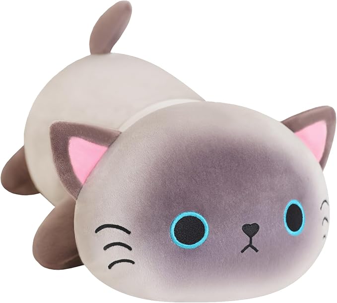 SQEQE Weighted Siamese Cat Plush, Weighted Siamese Cat Stuffed Animal, Cute Plushies Soft Pillow Toy Gift for Kids Adults 13.8 Inch, 1.6 Lbs