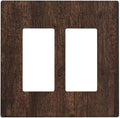 Decorative Outlet Covers with Rustic Dark Wood Grain & Vintage Style Design 2 Gang Wall Plate Double Rocker Light Switch Cover Switch Plate Cover for Kitchen/Living Room