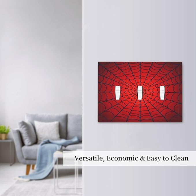 Red Spider Web Black Line Simplicity Decorative Switch Plates 3 Gang Wall Plate Triple Toggle Light Switch Cover Faceplate Electrical Wall Panels For Kids Room Home Decor