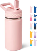 Fijinhom 12 oz Kids Water Bottle, Toddler Water Bottle with Straw, Boys&Girls Bottle for School, 304 Stainless Steel Vacuum Insulated Bottle for Kids, BPA-Free, Leak-Proof, Pink