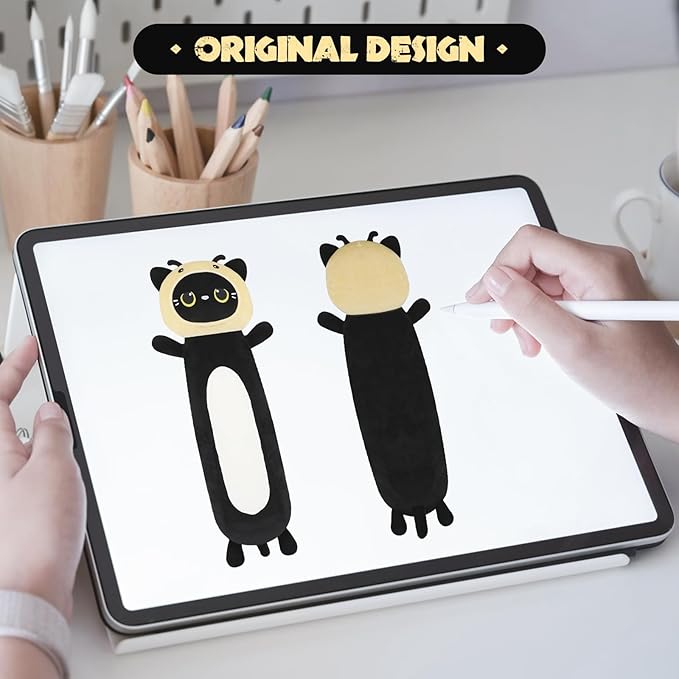 22 inch Black Cat Bee Stuffed Plush Toy, Kitty Stuffed Animals Honeybee Body Pillow, Kawaii Soft Plushie Gfit for Kids Boys Girls, Birthday
