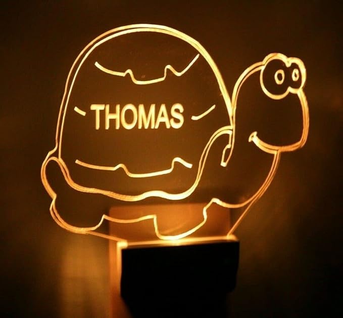 MIRROR MANIA Night Light Multi Color Personalized LED Plug-in, Ultra-Slim Touch Night Light Smart Dusk to Dawn Sensor, Kids Children's Bedroom Kitchen Bathroom Hallway Play Room Variations (Turtle)