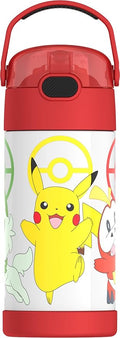 THERMOS FUNTAINER Water Bottle with Straw - 12 Ounce - Kids Stainless Steel Vacuum Insulated Water Bottle with Lid, Pokémon