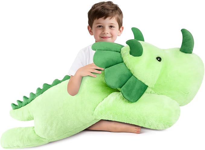SuzziPals 43 inch Giant Triceratops Plush, Lifelike Giant Dinosaur Stuffed Animal for Stress Relief & Companion, Extra Soft Big Stuffed Animals, Jumbo Dinosaur Plush Toys Gifts for Kids Adults