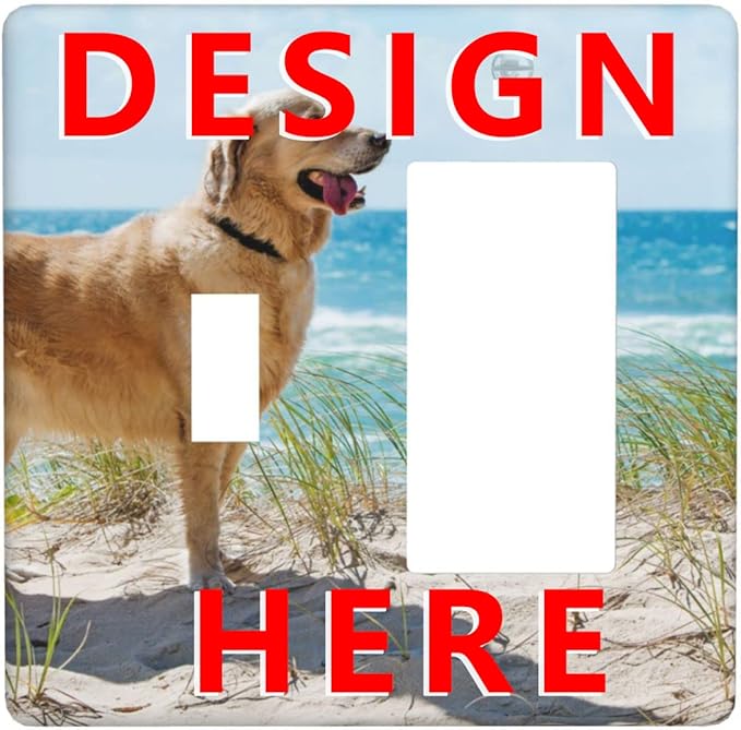 Custom 2 Gang Toggle Rocker Light Switch Cover Decorative Personalized Your Own Combin Wall Plate Cover with Picture Logo Text for Bathroom Home Bedroom Art Panel Decor 4.5 X 4.5 In