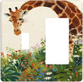 Giraffe Single Toggle Rocker Combination Wall Plate Decorative 2 Gang Light Switch Covers Electrical Switchplate Home Decorate Faceplat for Bathroom Bedroom Kitchen Room 4.5 x 4.5 Inch