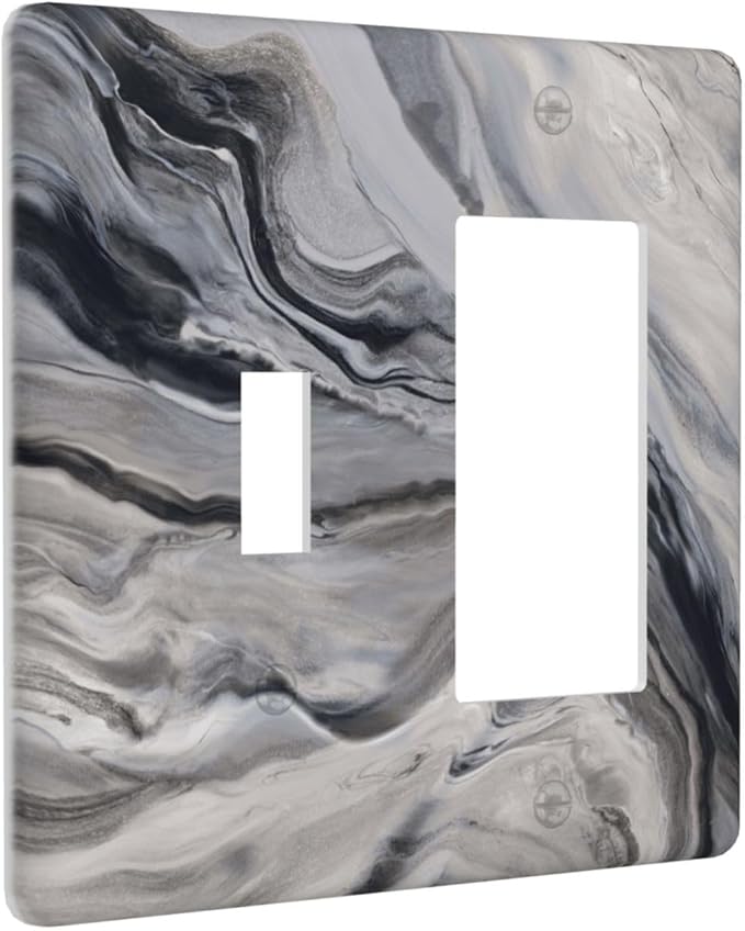 Grey And White Marble Abstract Art Print Outlet Covers 1 Toggle 1 Rocker Combination Decorative Wall Plate Electrical Switch Plates Light Switch Cover Plate for Bathroom Kitchen Decor