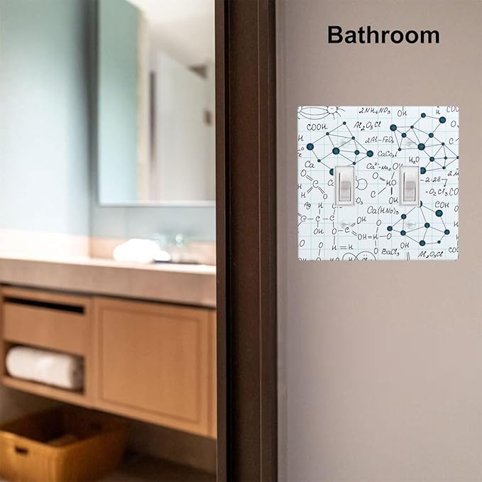 Chemical Formula 2-Gang Double Toggle Switch Plate, Light Blue Science Wall Plate for Office, Classroom, Study Room & Kids Room