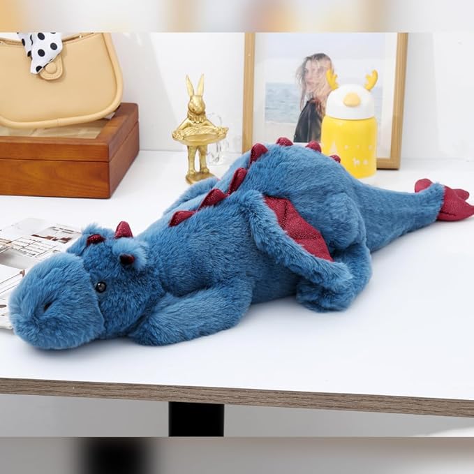 Weighted Stuffed Animals 27.5" 2Lbs, Soft and Sturdy Weighted Dragon Plush for Kids and Adults, Small Blue Dragon Stuffed Animal