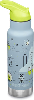 Klean Kanteen 12 oz Classic Kid's Insulated Water Bottle with Flip Seal Sport Cap - 100% Leakproof Cap - BPA-Free - Stainless Steel Material - Launch Plan