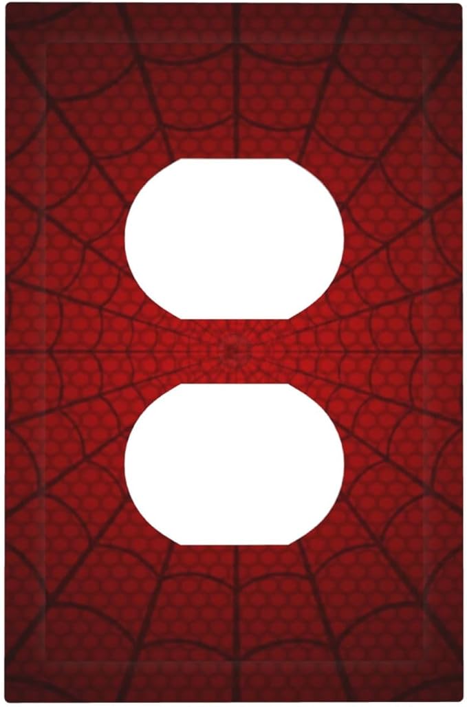 Outlet Covers Red Black Spider Web 1 Gang Duplex Light Switch Cover Plate Decorative Wall Plates Electrical Switchplate Receptacle for Kids Room Home Decor（2 Pack）