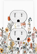 Outlet Covers Colorful Wildflowers Boho Vintage Floral 1 Gang Duplex Light Switch Cover Decorative Switch Plates Electrical Receptacle Faceplate Wall Plate For Bed Room Living Room Decor