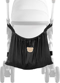 Universal Stroller Organizer, Nylon Stroller Storage Bag for Baby Essentials, Large Capacity Stroller Organizer Bag with Hook & Loop, Cargo Bag for Umbrella & Pet Stroller Accessories (Black Bear)