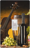 Grape Wine Violin 1-Gang Toggle Light Switch Plate, Still Life Painting Wall Plate for Kitchen, Dining Room, Wine Corner & Home