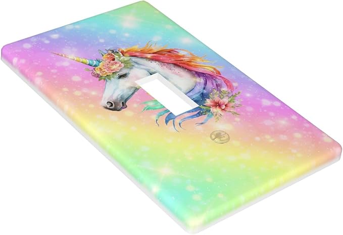Unicorn Cute Light Switch Cover Plates Decorative Single Toggle Wall Plate, 1 Gang Lightswitch Cover
