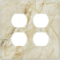 Light Switch Cover Plate Creamy Beige Marble Abstract Minimalism 2 Gang Socket Covers Double Duplex Wallplates Switch Plates and Outlet Covers for Bathroom Home Decor
