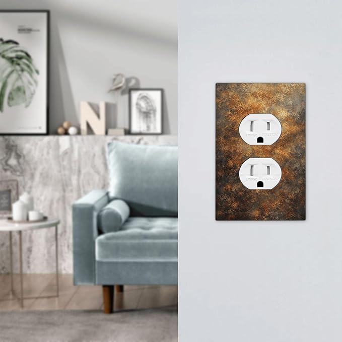 Decorative Outlet Covers Vintage Rust Pattern in Brown gold 1 Gang Duplex Light Switch Cover Plate Unique Wall Plates for Electrical Outlets Switch Plate Covers for Bedroom Home Decor