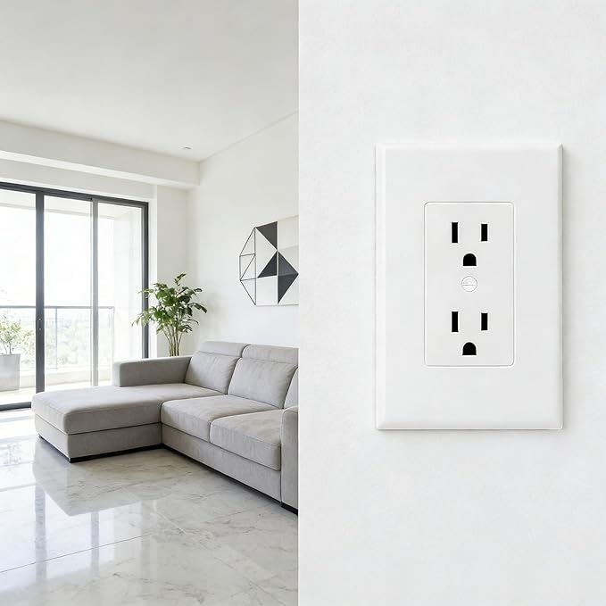 ZEFTV 10 Pack Duplex Outlet Covers Wall Plates 1-Gang Switch Outlet Electrical Cover Plate Unbreakable Thermoplastic Faceplate for Light Receptacle Outlet Switch, White