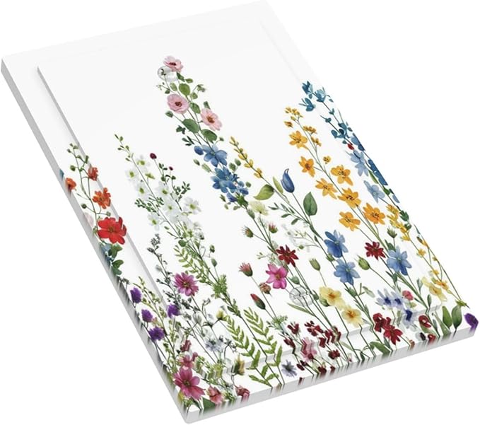 Decorative Light Switch Cover Colorful Wildflowers Plants Flowers on White Background Wall Plate Cover 1 Gang Blank No Device Outlet Covers Electrical Switchplate for Bathroom Home Decor