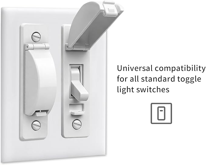 Light Switch Cover Guard, Child Proof Switch Guard 2 Pack for Toggle Switch, Prevent Kids from Turning Lights On/Off, Easy Install Wall Switch Protector (White)
