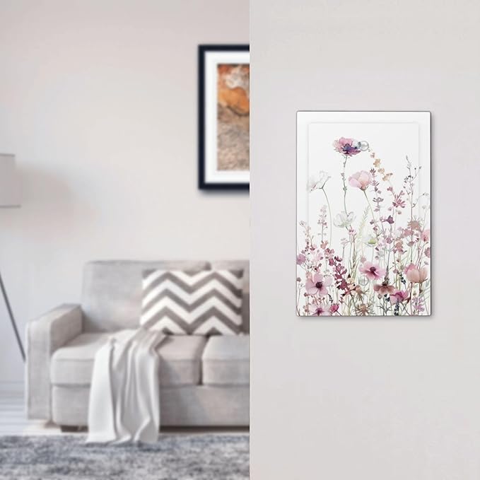 Floral Pink Watercolor Wildflowers Plant Flower Light Switch Cover Plate 1 Gang No Device Blank Electrical Wall Plates Faceplate Decorative Switch Plate Covers for Bedroom Living Room Decor