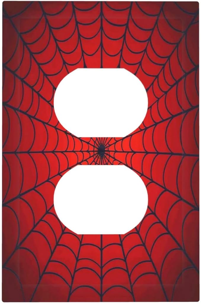 Red Spider Web Black Line Simplicity Outlet Covers 1 Gang Duplex Light Switch Cover Decorative Switch Plates Electrical Receptacle Faceplate Wall Plate For Kids Room Home Decor
